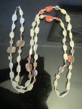 Vintage Estate Mother of Pearl MOP Bead Abalone Shell 50" Long Necklace!
