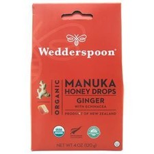 Wedderspoon Organic Manuka Honey Drops Ginger with Echinacea 4 oz