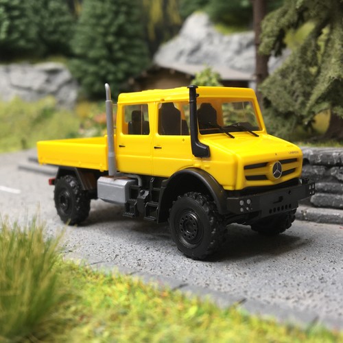 Mercedes-Benz Unimog U 5023 / double cabine, Jaune - Busch 51080 - HO 1/87 | Condition: Neuf
