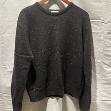 Men's Crew Neck Sweater Pullover Style Size L Cotton Wool Blend Grey