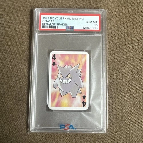 1999 BICYCLE POKEMON MINI PLAYING CARDS RED DECK 4 OF SPADES GENGAR PSA10 POP 39