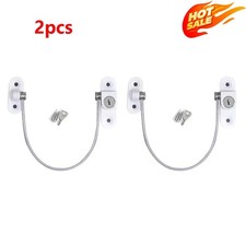 2X White Window Door Cable Restrictor Ventilator Child Baby Safety Security Lock