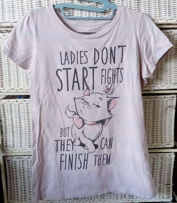 Aristocats Marie Ladies Don't Start Fights But Finish Them T-Shirt Disney Size S