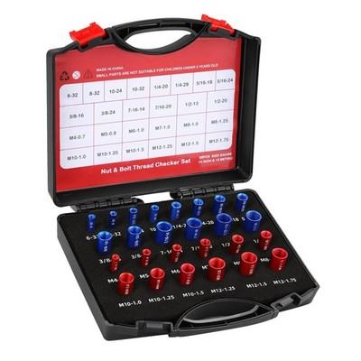 26Pcs Nut and Bolt Thread Checker, Measurement Tool for Mechanics, Janitors, wit