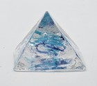 Vintage Art Glass Paperweight Blue Swirl In Clear Glass Pyramid 2.25" — photo 3
