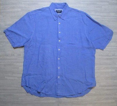 Joseph Turner Leinenhemd Herren 2XL Blau Kurzarm Freizeit Sommer Urlaub