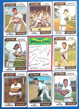 1974 Topps BALTIMORE ORIOLES Autographs / CHECKLIST BOOG BAYLOR McNALLY MERV +