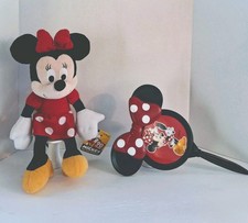 New! NWT Minnie Mouse Plush- 13" & EUC Minnie Mouse Matching  Mirror! 2 Pc Set!