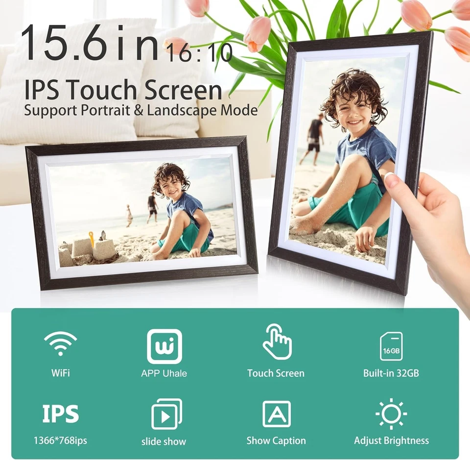15.6 Inch WiFi Digital Photo Frame 1920x1080 HD Touch Screen Wall Mount - Image 4 of 4