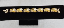 Gold Tone School Bus Enamel Charm Link Bracel...