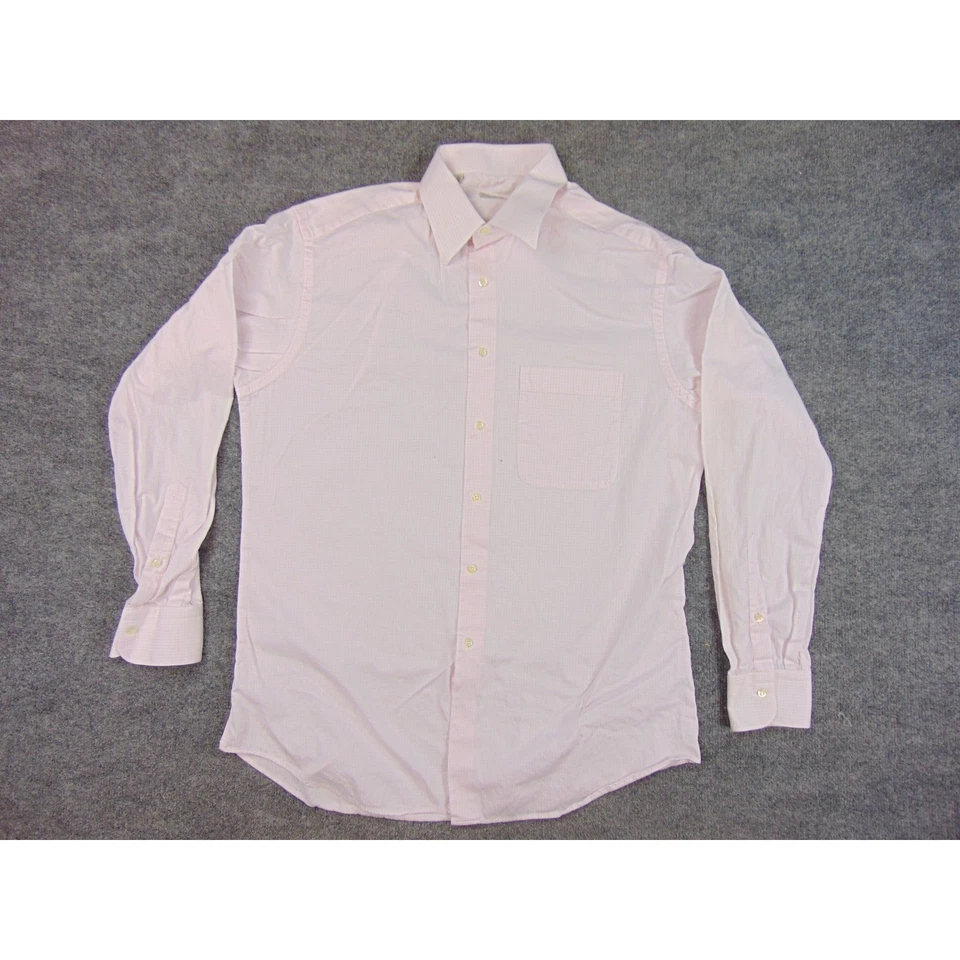 Ermenegildo Zegna Shirt Mens 16x41 Classic Fit Pink White Gingham Check Dress - Image 3 of 4