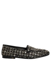 Dolce & Gabbana Silver Leather Logo Slip On Loafers Men's Shoes