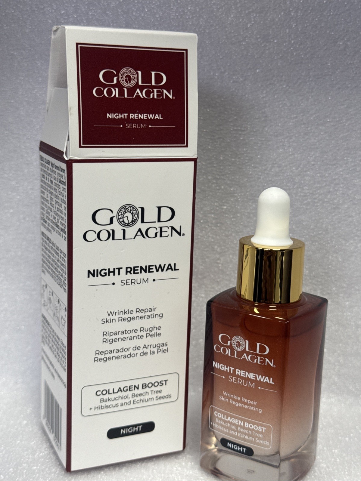 GOLD COLLAGEN Night Renewal Face Serum - Collagen Boost 30ml NEW