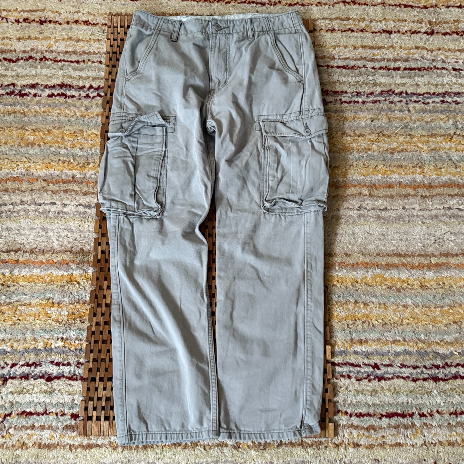 Levis Garment Dyed Baggy Cargo Pants Grey Men's Size 30x30