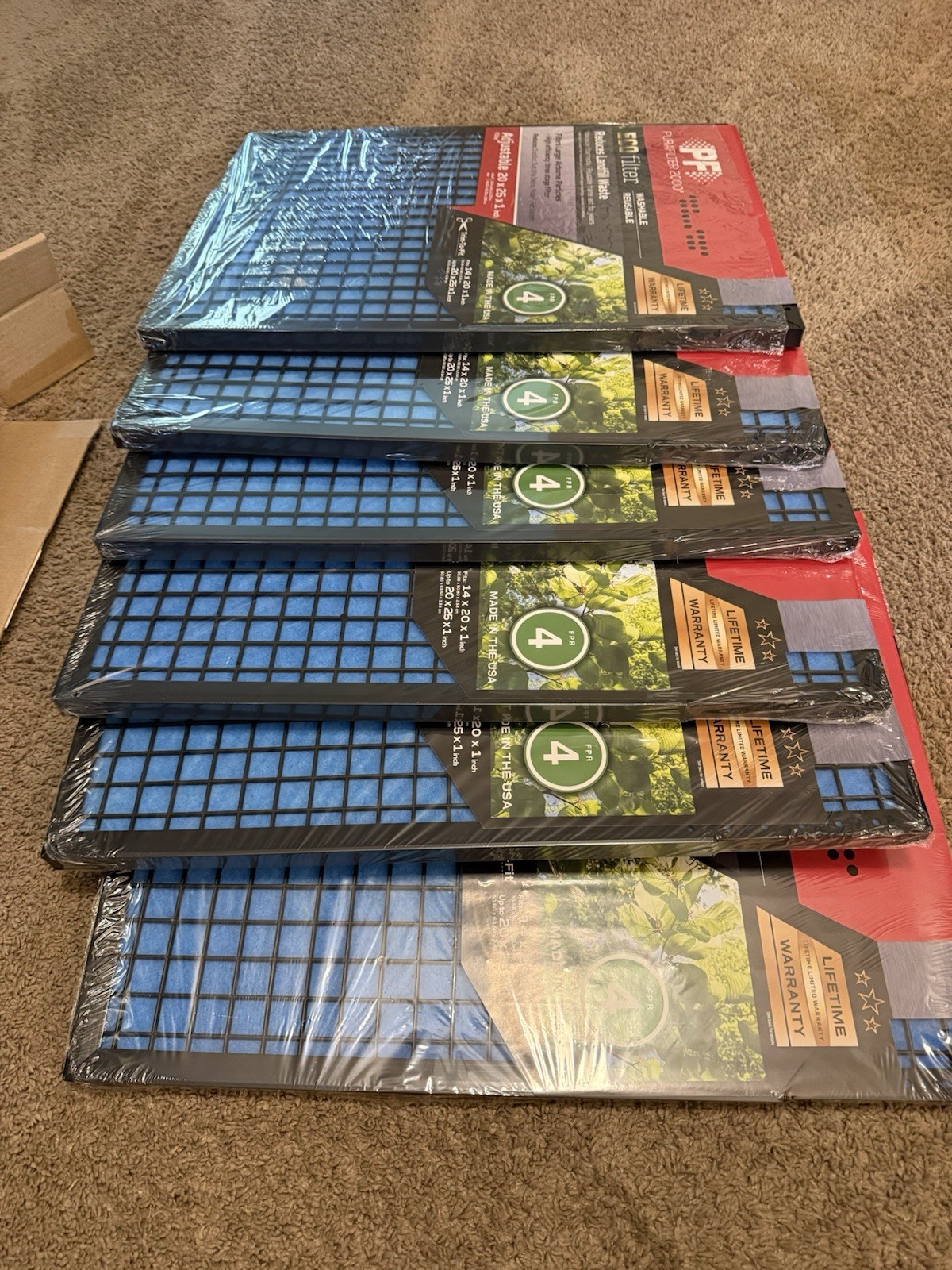 6X PURAFILTER 14x20x1 to 20x25x1 Adjustable ECO Washable Air Filter FPR4 NEW