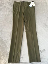 Perry Ellis Portfolio Skinny Dress Pants Mens 30x32 Olive Green Stretch $85 NWT
