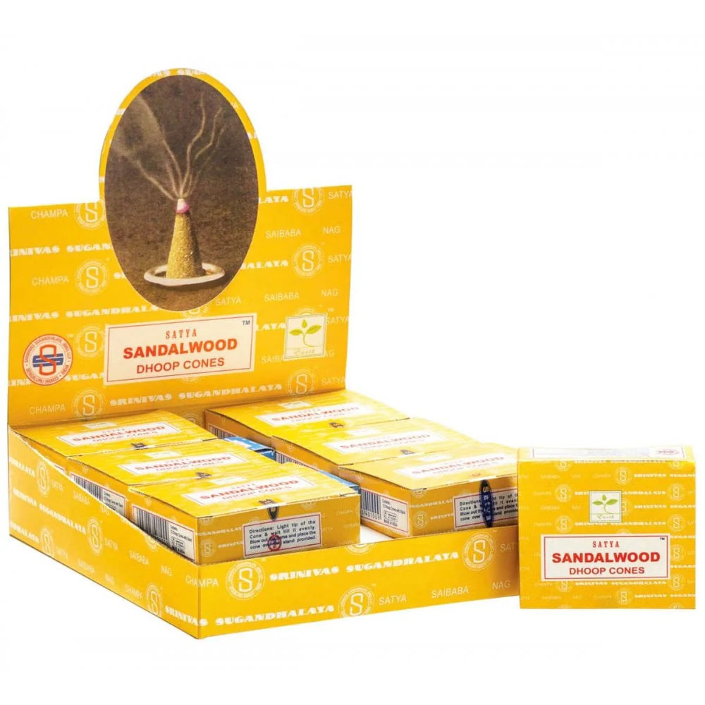 Sandalwood Incense Cones Gift Set – 12 Dhoop Cones & Holder