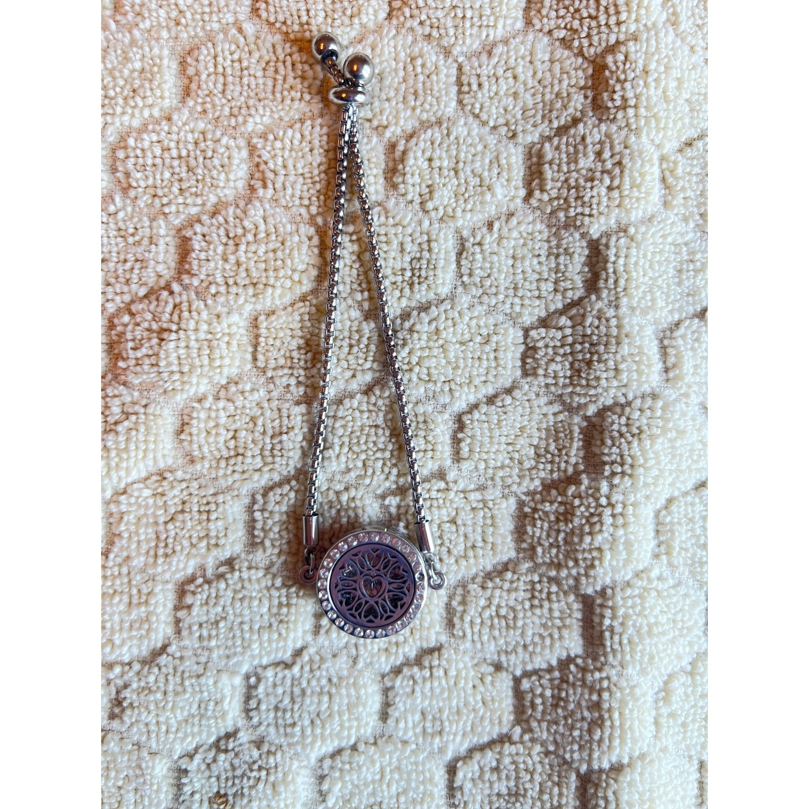 Essential Oil Diffuser silver Locket Bracelet Adj… - image 3