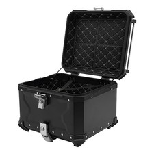 Motorcycle Top Case 55L Aluminum Top Box Security Lock System 22LB Load Trunk