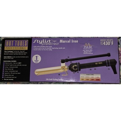 Hot Tools Professional 1in Marcel Curling Iron Gold Plate 430°F Model 1108