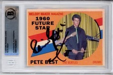 Pete Best The Beatles Original Drummer Signed Card Beckett BAS COA AUTOGRAPH