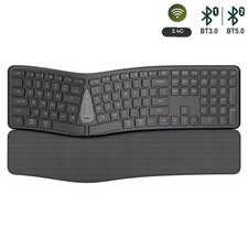 Ergonomic 2.4G Wireless Keyboard Comfortable Natural Typing,Palm Rest,Multi-Devi