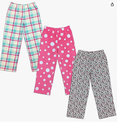 Mad Dog Concepts 3 Pack Girls Micro Fleece Pajama Pants Large (10/12) Plaid Pink
