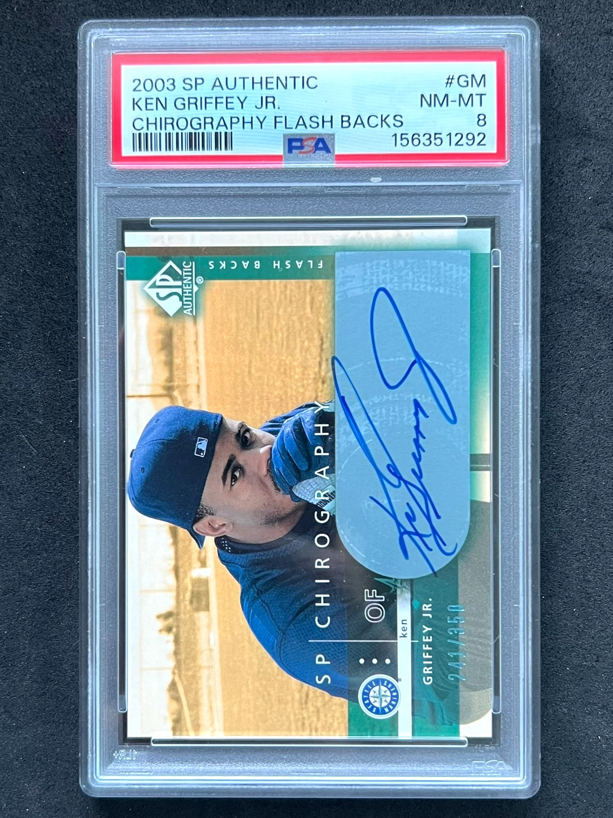 2003 SP Authentic #GM Ken Griffey Jr. Chirography Flash Backs Auto /350 PSA 8