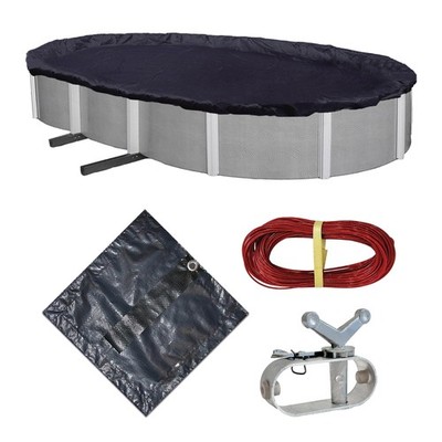 Blue Wave 20x12 Oval Navy Above Ground Pool Winter Cover Heavy Duty 8 Year Wa...
