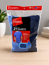 Hanes T-shirt Crew-Neck tagless, Size XL, Blue, Black pack of 2