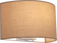 Image of Modern Wall Light with Switch E27 ES Taupe Fabric Shade Bedside Sconce Lamp New
