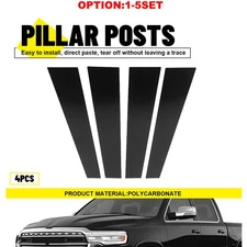 Window Pillar Posts Door Trim Cover Black For 2019-2025 Dodge Ram 1500 Crew Cab