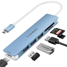 USB C Hub Multiport Adapter, 7 in 1 Portable Dongle with 4K HDMI Output, 3 USB