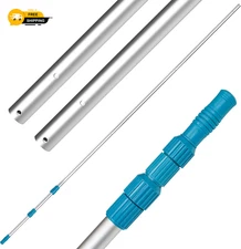Professional 15-Foot Aluminum Telescopic Swimming Pool Pole, Adjustable 5 Piece