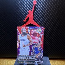 Panini Mosaic 2023-24 James Harden Montage #14 Purple Mosaic Prizm /99 76ers