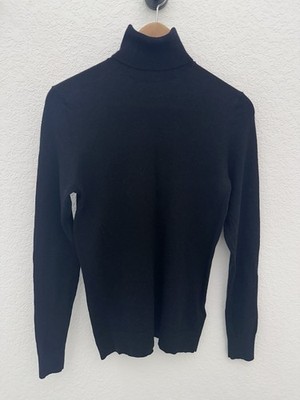 Massimo Dutti Wool Silk Turtleneck Sweater Women s Size M Black Long Sleeve