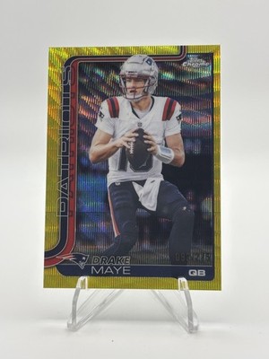 2025 Topps Chrome #207 Drake Maye Yellow Wave Refractor #/275