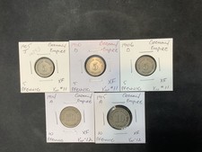 Germany Empire 1905-1915 5/10 Pfennig XF 5 Coin Lot.  R10353