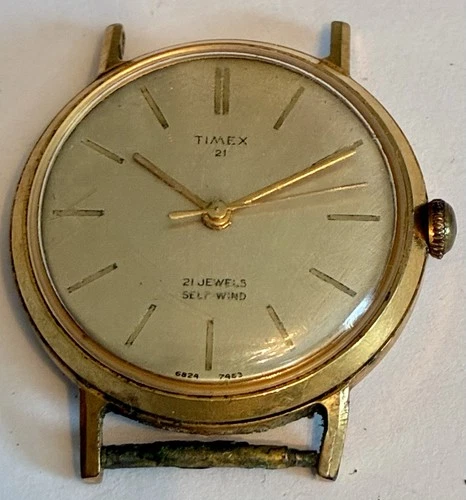 Timex 21J Self Winding Mens Vintage Watch Runs Gold Tone
