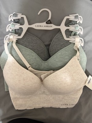 Laura Ashley Wireless Bralette Bra Set 3-Pack 34B Beige/Green/Gray
