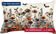 AVOIN colorlife Halloween Horror Wildflowers Throw Pillow Cover, 12 x 20 Inch Pu