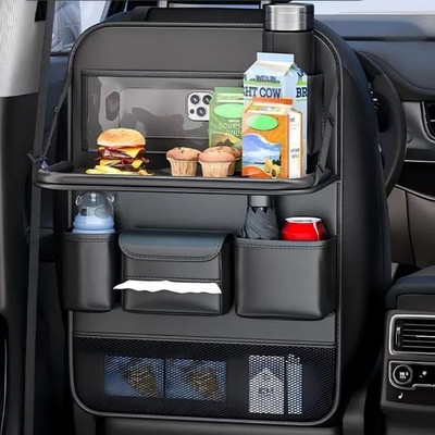 Car Backseat Organizer with Tray   Back of Car Seat Organizer for Eating, Mult