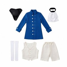 Colonial Costume Ruffled Historical Costume with Hat White for Boys