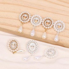 10Pcs Simulation Pearl Pendant Flat Bottom Brooch Clothing Decor DIY Accessories