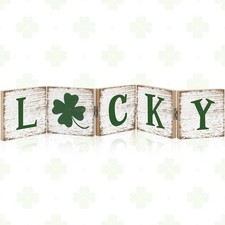 St. Patrick's Day Decorations Wooden Lucky Clover Table Signs Irish Shamrock Cen