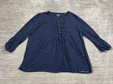 Kim Rogers Top Womens PXL Blue Polka Dot Long...