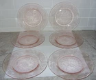 MacBeth Evans 6 Dogwood Pink Depression Glass 8" Lunch Luncheon Dessert Plates