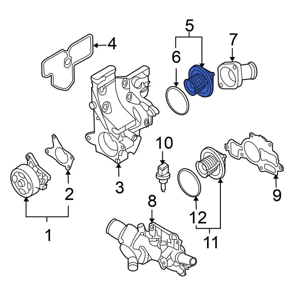 For Nissan Sentra 2007-2024 Nissan 21200ET01A Engine Coolant Thermostat Foto 3 de 4