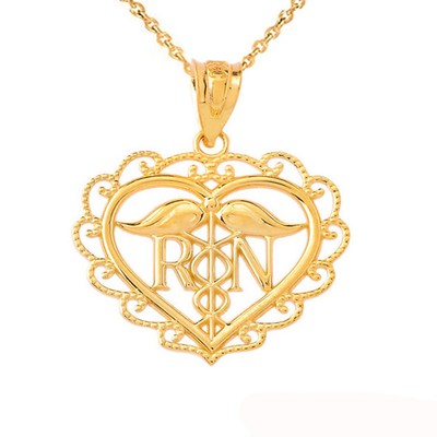 Herz Krankenschwester Anhänger Halskette in Gold (gelb/rose/weiß)