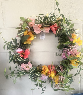 Bloom Room Artificial Mixed Floral Door Wreath w/ Greenery, Multicolor, 15 in